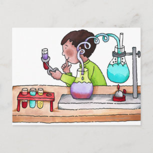 Boy Doing Science Experiment Postcard