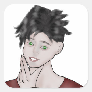 Boy Drawing Square Sticker