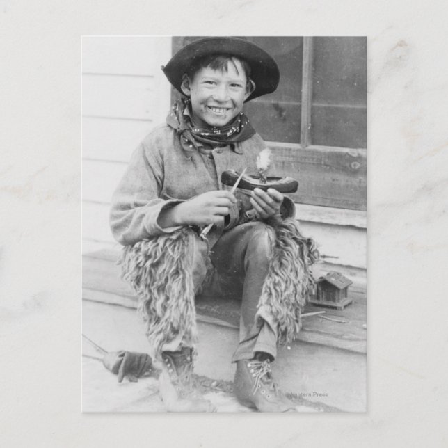 Boy Dressed as Cowboy with Toys Postcard (Front)