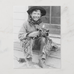 Boy Dressed as Cowboy with Toys Postcard