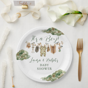 Boy Duck Hunting Baby Shower Paper Plate