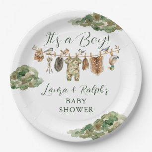 Boy Duck Hunting Baby Shower Paper Plate