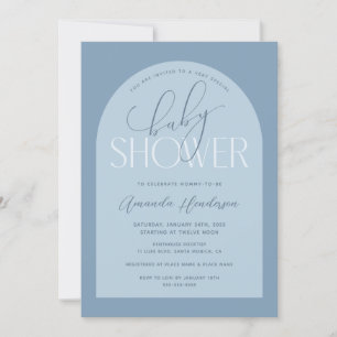 Boy Dusty Blue Baby Shower Invitation