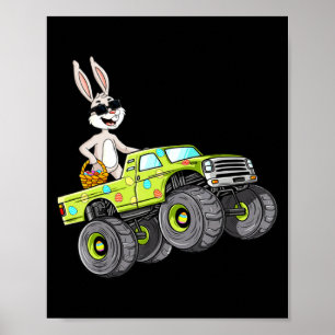 Boy Easter Bunny Rabbit Monster Truck Poster