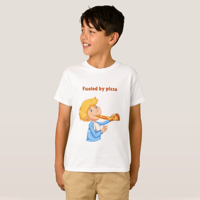 Boy eating a huge slice of pizza T-Shirt (Front Full)