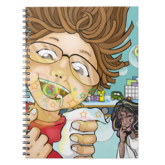 Boy eating candies, (black) tooth fairy, toys notebook