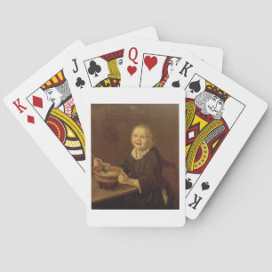 Boy eating Porridge (oil on canvas) Playing Cards
