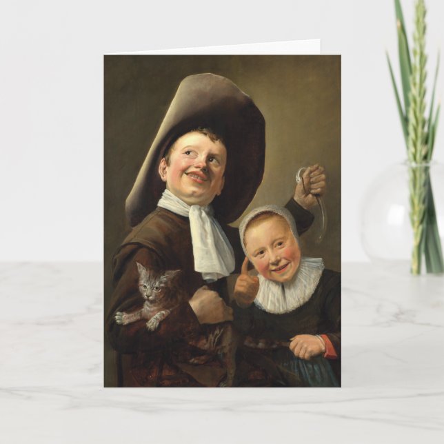 Boy, Eel, Girl, and Cat by Judith Jans Leyster Card (Front)