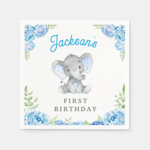 Boy Elephant 1st 2nd Birthday Party Little Peanut Napkin