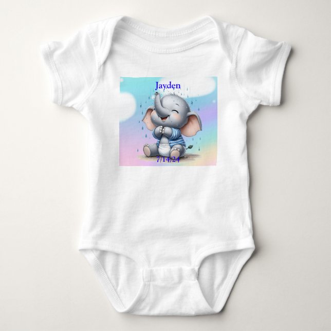 Boy Elephant Baby Bodysuit (Front)