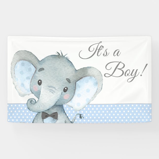 Boy Elephant Baby Shower Banners (Horizontal)