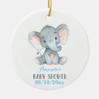 Boy Elephant Baby Shower Blue and Grey