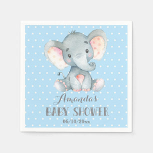 Boy Elephant Baby Shower Blue and Grey Napkins