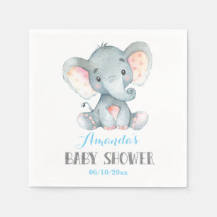 Boy Elephant Baby Shower Blue Napkins