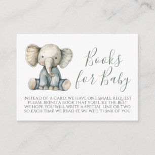 Boy Elephant Baby Shower Book Request Card