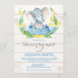 Boy Elephant Baby Shower by Mail Invitation