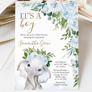 Boy Elephant Baby Shower Invitation