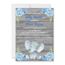 Boy Elephant Baby Shower Invitation
