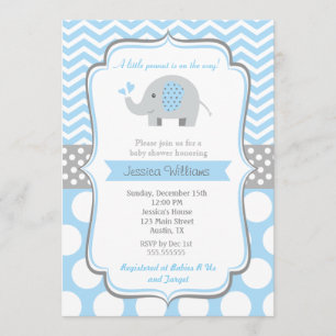 Boy Elephant Baby Shower Invitations