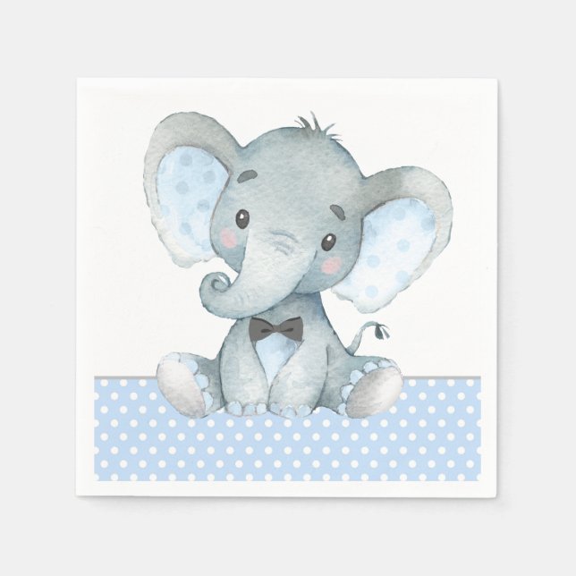 Boy Elephant Baby Shower Paper Napkins (Front)