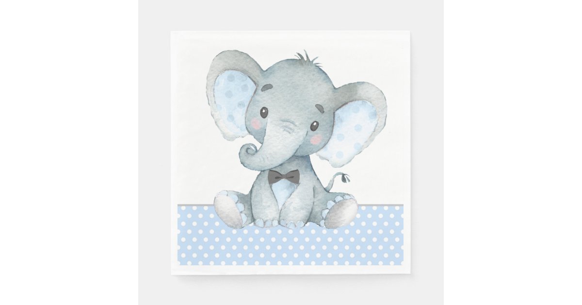 Boy Elephant Baby Shower Paper Napkins Zazzle Co Uk