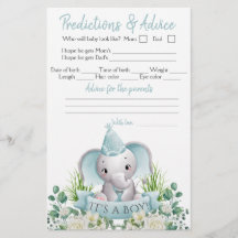 Boy Elephant Bow Tie Baby Shower Double Game Flyer