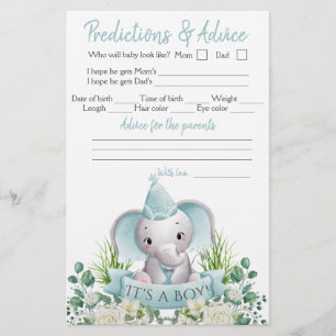 Boy Elephant Bow Tie Baby Shower Double Game Flyer