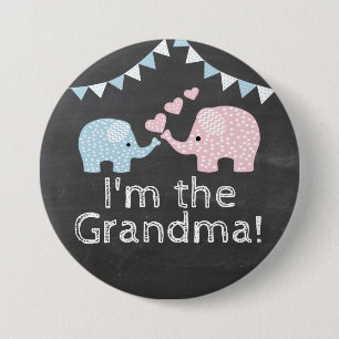 Boy Elephant Chalkboard Look    I'm The Grandma 7.5 Cm Round Badge
