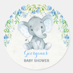 Boy Elephant Thank You Sticker Baby Shower Favours