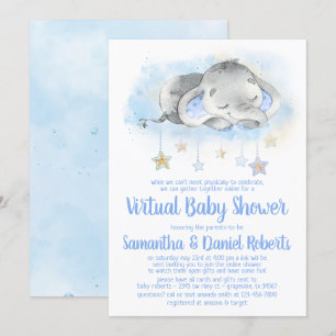 Boy Elephant Virtual Baby Shower Invitation