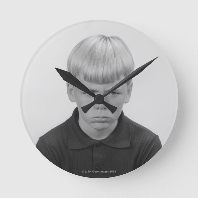 Boy Facial Expressions Round Clock (Front)