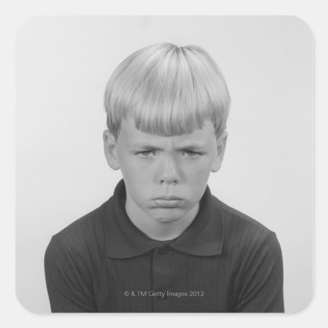 Boy Facial Expressions Square Sticker (Front)