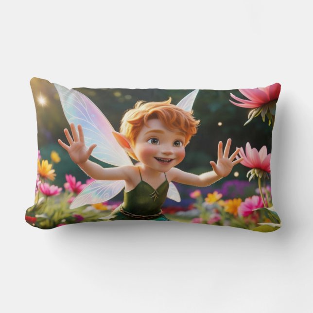 Boy Fairy Greetings  Lumbar Cushion (Front)