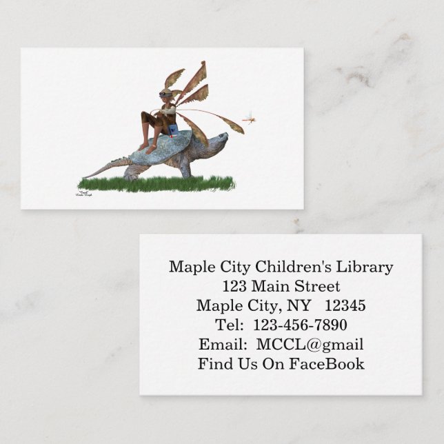 Boy Fairy Riding On Turtle Business Card (Front/Back)