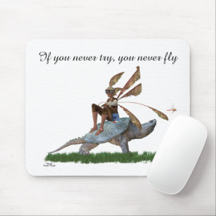Boy Fairy Riding On Turtle Mousepad