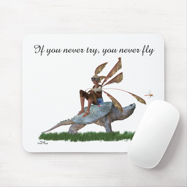 Boy Fairy Riding On Turtle Mousepad (With Mouse)