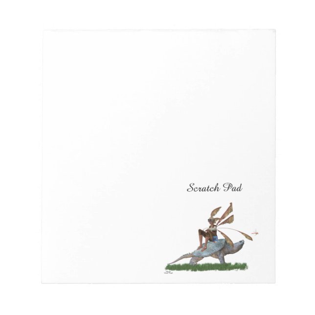 Boy Fairy Riding On Turtle Notepad (Front)