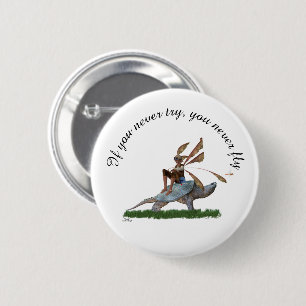 Boy Fairy Riding On Turtle Pin Button