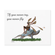 Boy Fairy Riding On Turtle Postcard