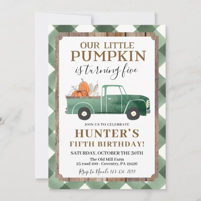 Boy Fall Birthday Invitation Any Age  (Front)