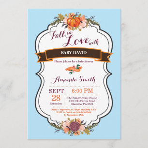 Boy Fall in Love Pumpkin Baby Shower Invitation