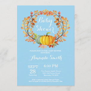 Boy Fall Pumpkin Baby Shower Invitation Card
