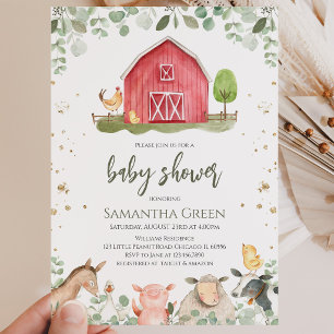 Boy Farm Baby Shower Invitation
