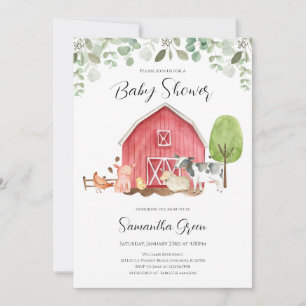 Boy Farm Baby Shower Invitation