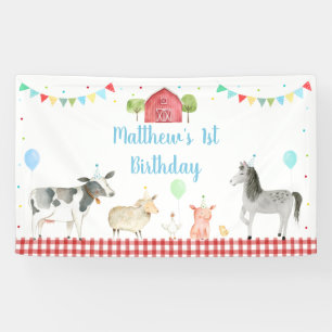 Boy Farm Barnyard Birthday Banner