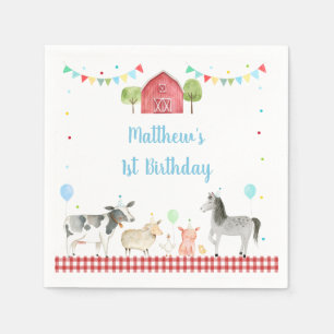 Boy Farm Barnyard Birthday Napkin