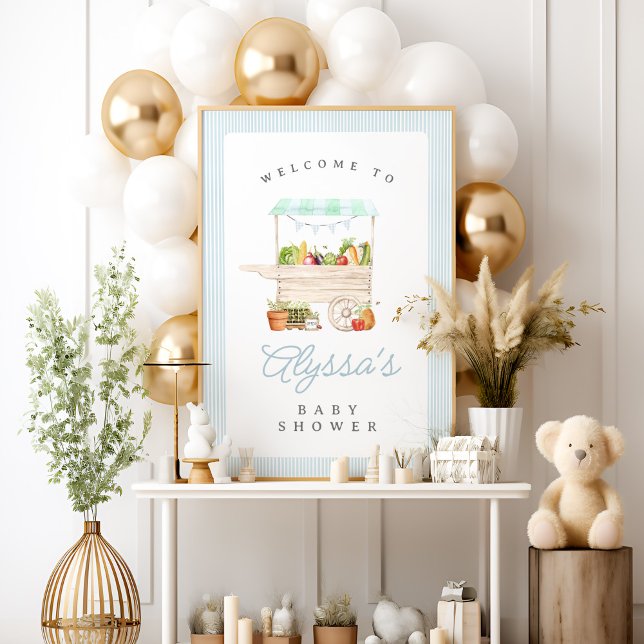 Boy Farmers Market Vegetable Stand Baby Shower Poster (Creator Uploaded)