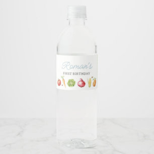 Boy Farmers Market Vegetable Stand Birthday Water Bottle Label