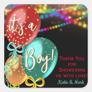 Boy Fiesta Balloon Baby Shower Favour Stickers