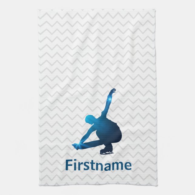 Boy Figure Skater Blue star - ice skating towel (Vertical)